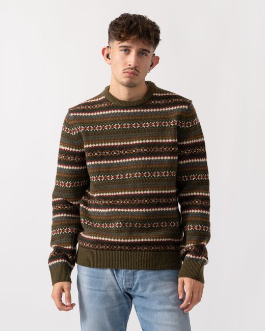 Gant Brown Fair Isle Crew Neck Jumper for men