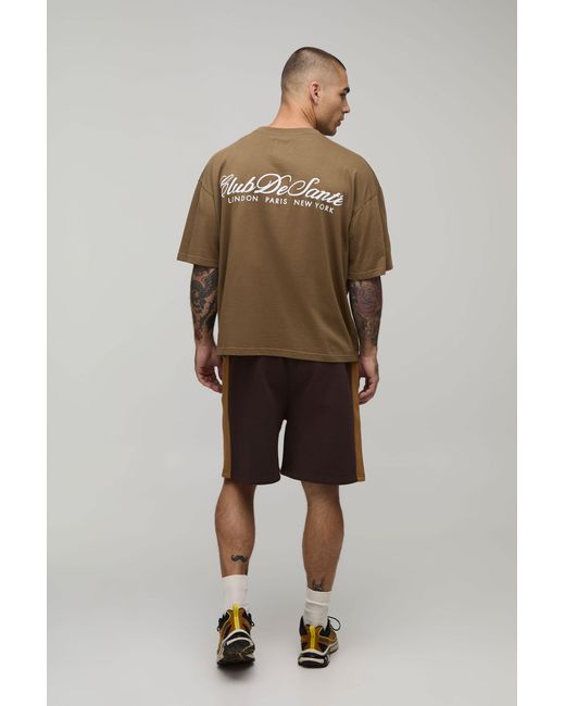 BoohooMAN Black Regular Fit Panelled Jersey Short for men
