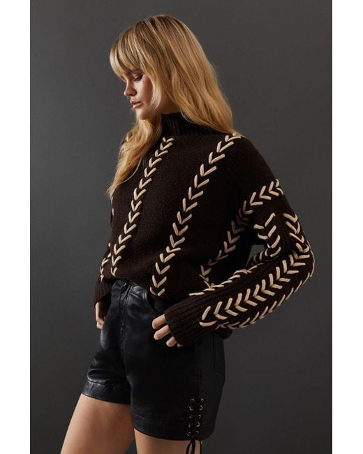 Warehouse Gray Whipstitch Detail Oversized Jumper