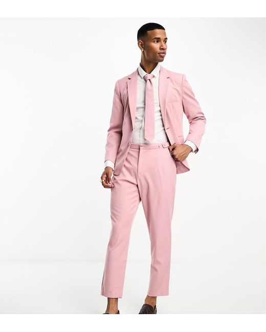 Labelrail Pink X Stan & Tom Fitted Tapered Suit Trousers Co-Ord for men