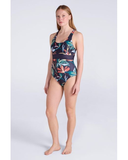 Mountain Warehouse Blue 'Yamba' Swimsuit Chlorine Resistant Printed Beachwear With Removable Cups