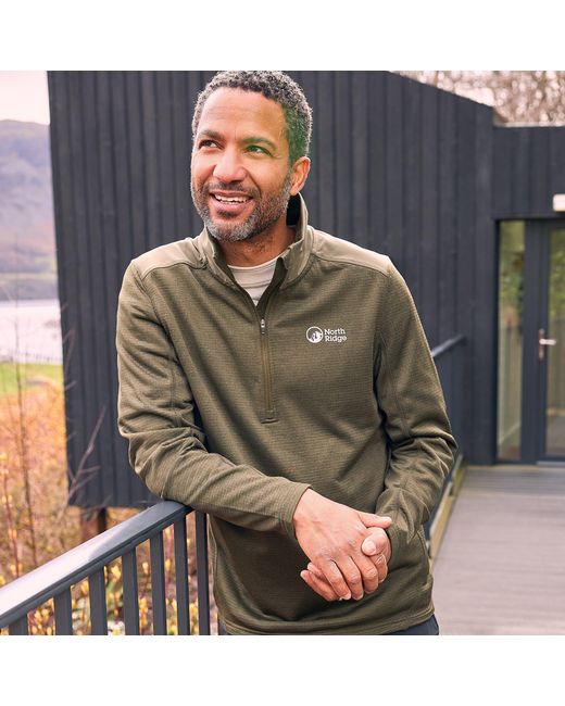 North Ridge Gray Fast Lightweight & Stretchy Half Zip Fleece, Active Fit Mid-Layer for men
