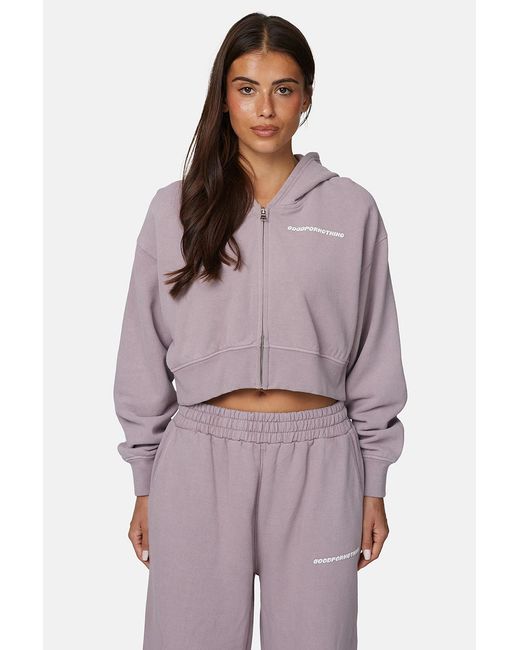 Good For Nothing Purple Vintage Wash Cropped Zip Through Hoodie