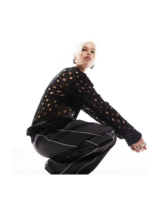 Collusion Open Hole Jumper in Black Lyst UK