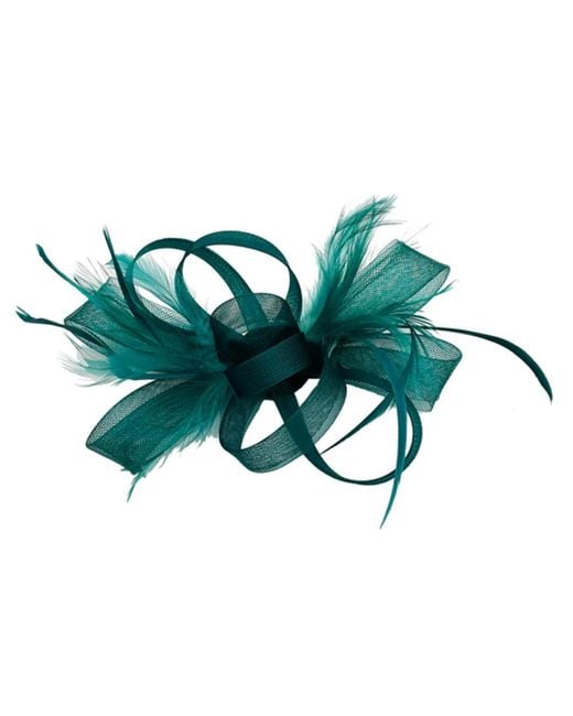 SVNX Green Double Flower Feather Fascinator