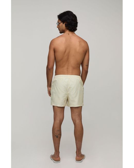 BoohooMAN Natural Stripe Short Length Swim for men