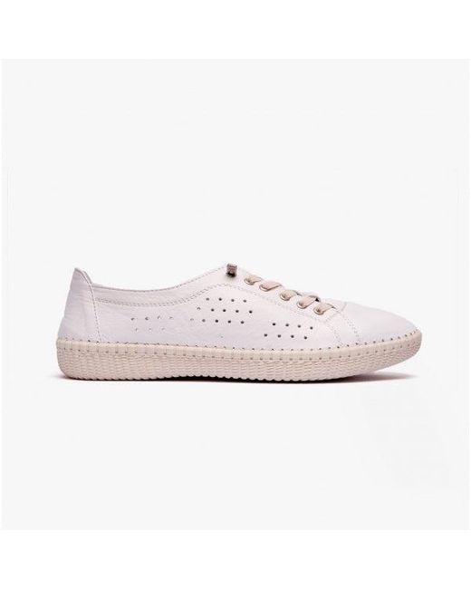 Lotus White Kamari Ladies Leather Trainers