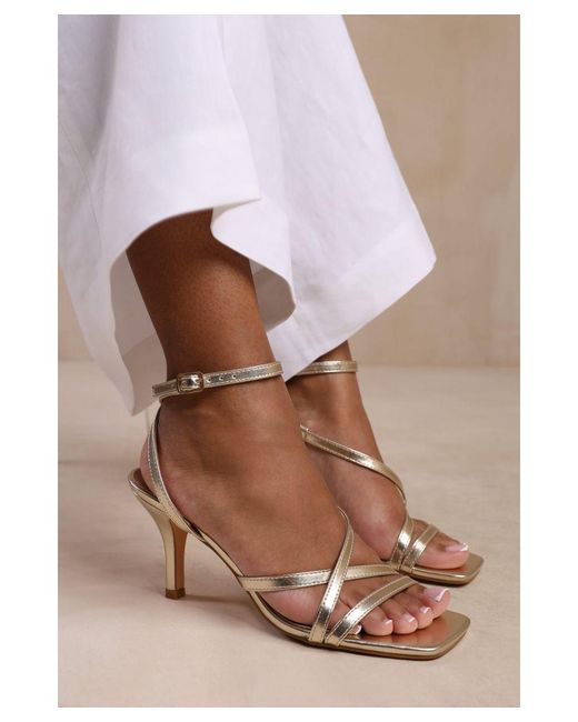 Where's That From Metallic Wheres 'Austin' Multi Strap Cross Over Mid Heels