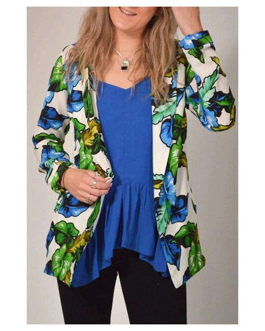 Secret Label Blue Floral Long Unlined Jacket