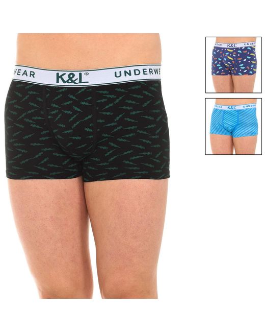 Kisses&Love Black Pack-3 Printed Breathable Fabric Boxers Kl3006 for men
