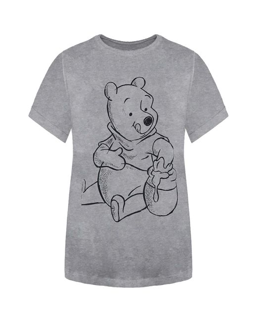 Disney Gray Winnie The Pooh Sketch T-Shirt Cotton