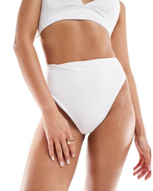 ASOS White Maya High Leg Waist Bikini Bottom