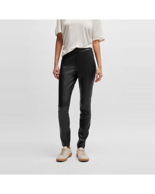 Boss Black Taslimah Solid Patterned Slim Trousers