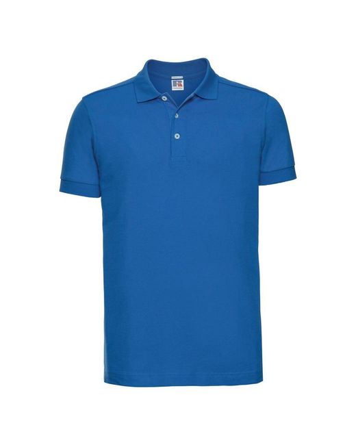 Russell Blue Stretch Short Sleeve Polo Shirt (Azure) for men