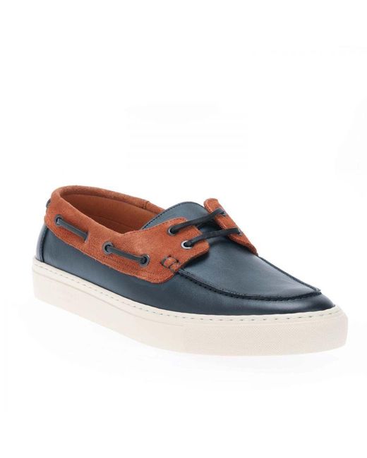 Ted Baker Blue Euenb Leather And Suede Boat Shoes for men