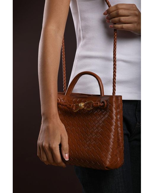 Where's That From Brown Wheres 'Luna' Woven Leather Tote Bag With Detail