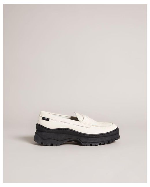 Ted Baker White Breyell Leather Chunky Sole Loafer