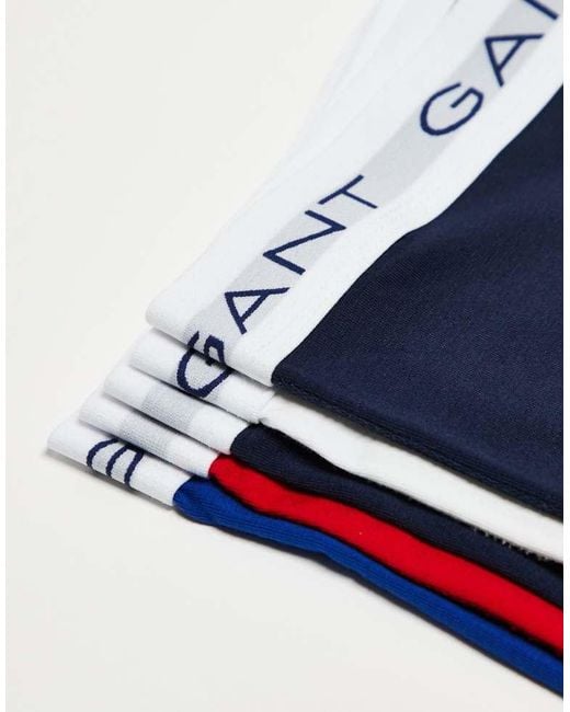 Gant Blue 5 Pack Trunks With Logo Waistband for men