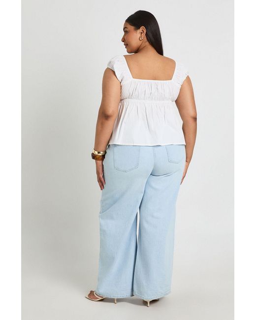 Boohoo White Plus Tirred Tie Detail Peplum Top