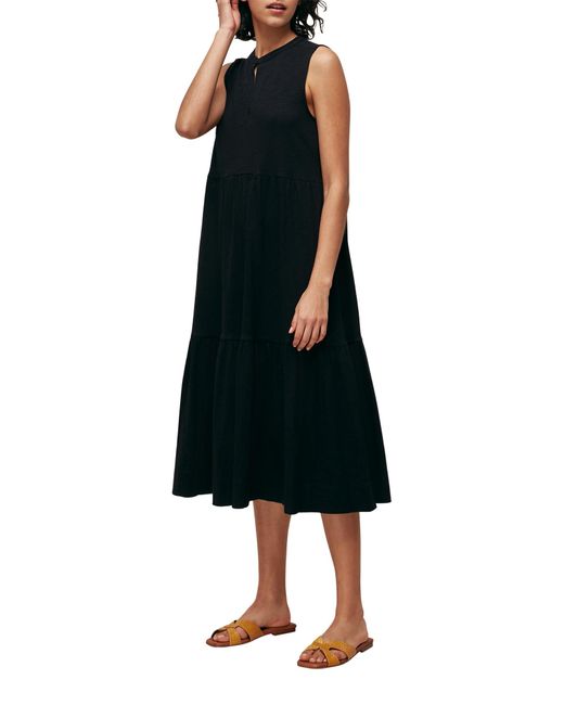 Whistles Black Tiered Jersey Dress