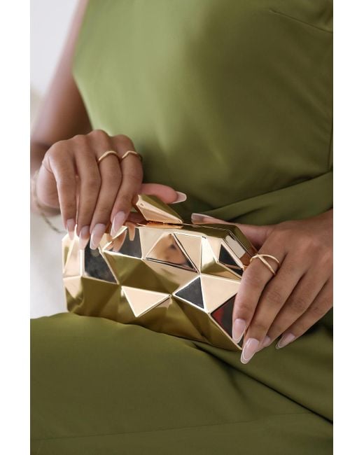 Where's That From Green Wheres 'Rica' Geometric Clutch Bag