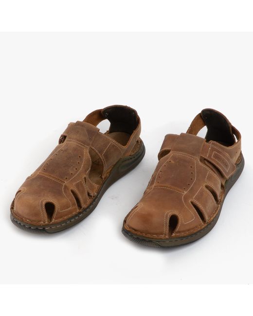 Josef Seibel Brown Maverick 01 Leather Sandals Chestnut for men