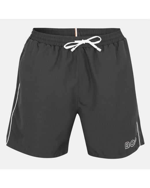 Boss Black Solid Patterned Starfish Swim Short for men