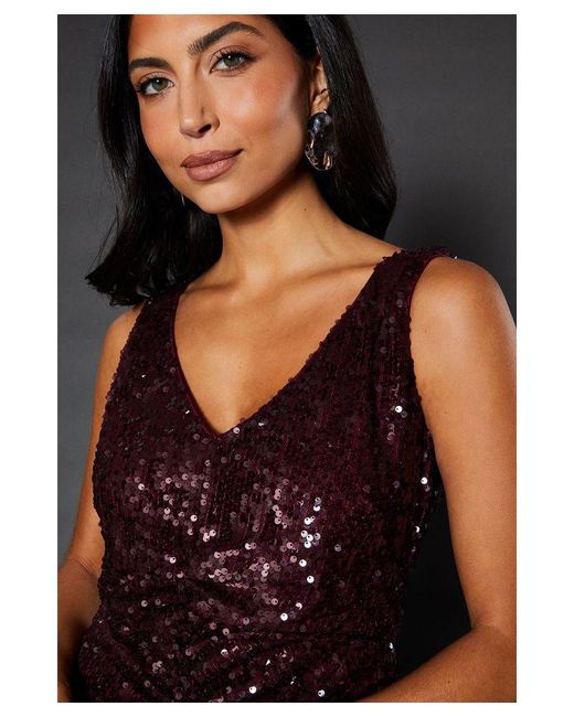 Wallis Blue Occasion Sequin Ruched Midaxi Dress