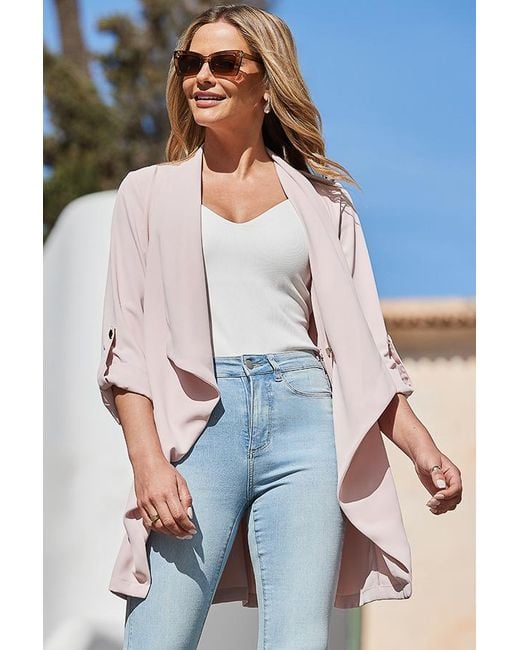 Sosandar Blue Waterfall Duster Jacket