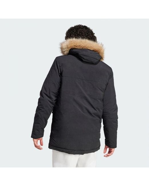 Adidas Black Hooded Fur Parka for men