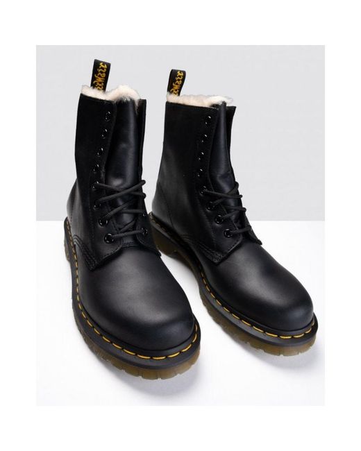 Dr. Martens Black 1460 Serena Wyoming Fur Lined Boot