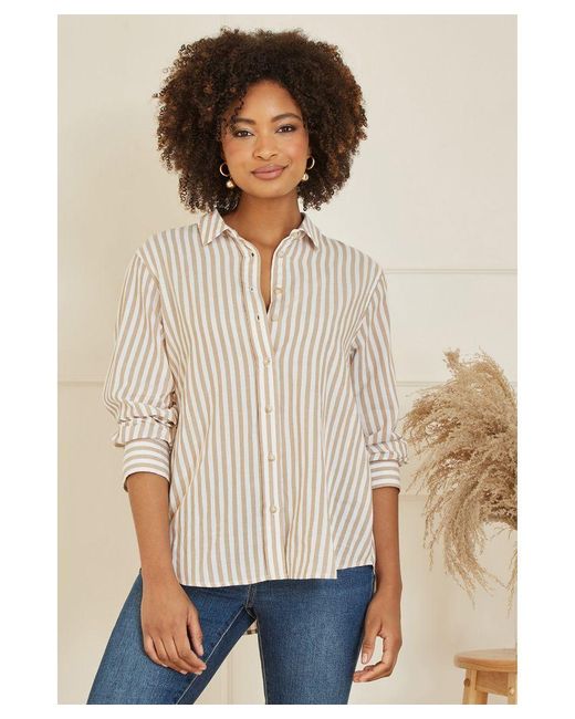 Yumi' Natural Stripe Cotton Shirt