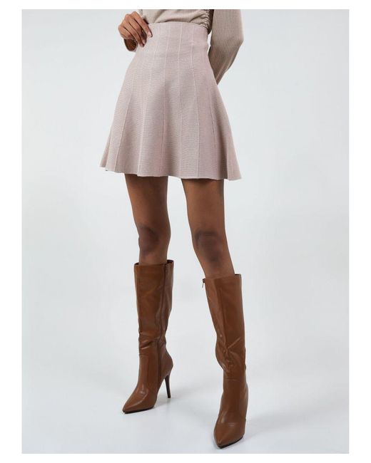 Pink Vanilla White Vanilla Straight Hem Knitted Mini Skirt