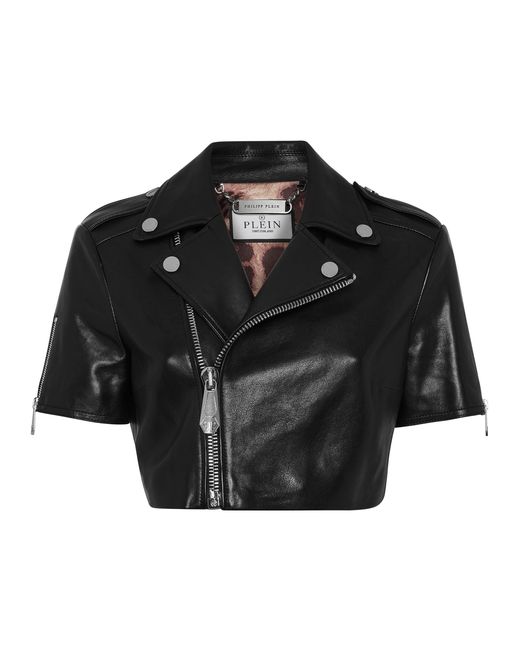 Philipp Plein Leren Jas in het Black