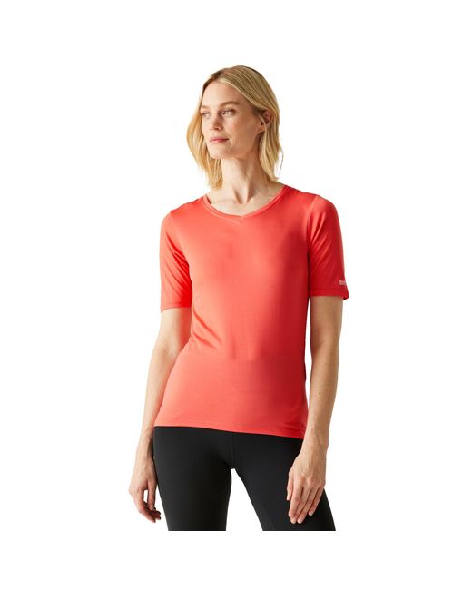 Regatta Red Ladies Fingal Ii V Neck T-Shirt Bloom)