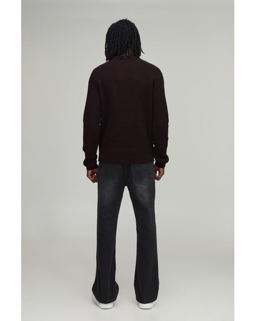 BoohooMAN Blue Tall Regular Fit Ribbed Knitted Jumper for men