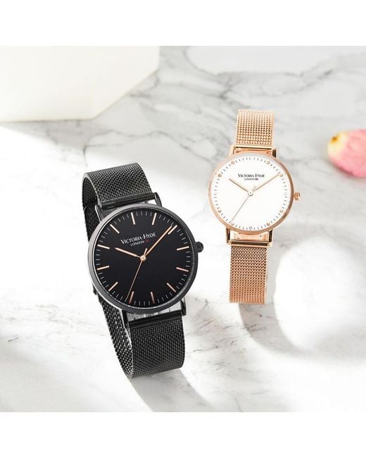 Victoria Hyde London White Couple Watches Gift Set Rose