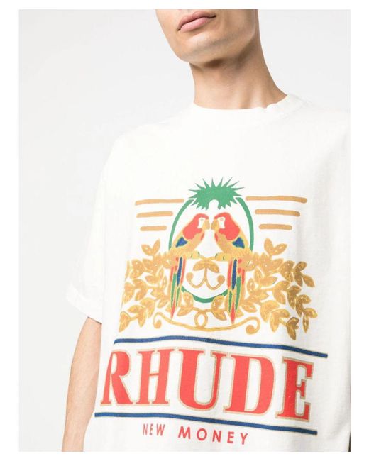 Rhude Parkiet New Money Bedrukt T-shirt In Wit in het White voor heren
