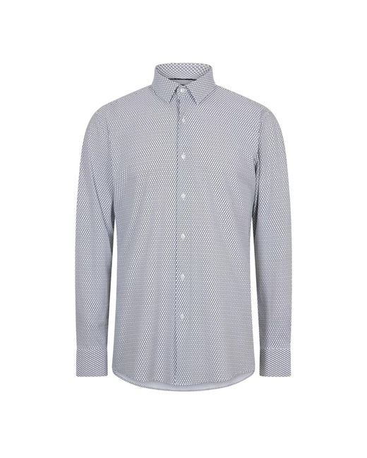 Boss Blue Hank S Oxford Kent Collar Long-Sleeved Shirt (Dark) for men
