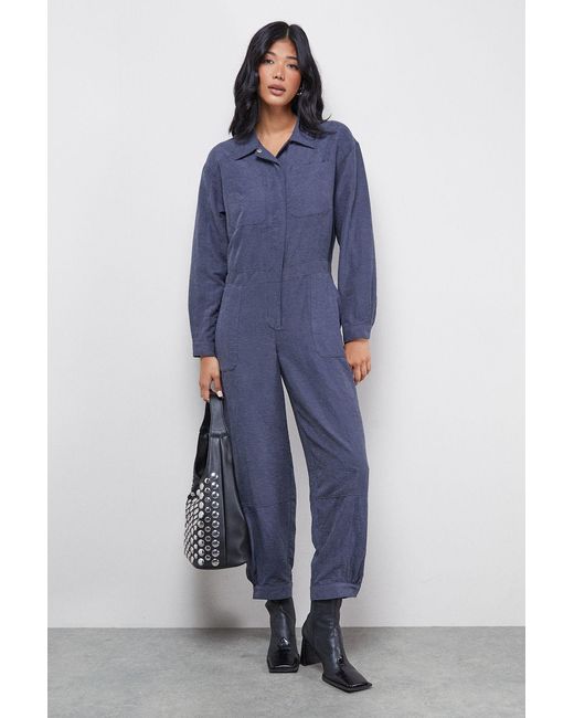 Oasis Blue Petite Peach Satin Utility Boilersuit Jumpsuit