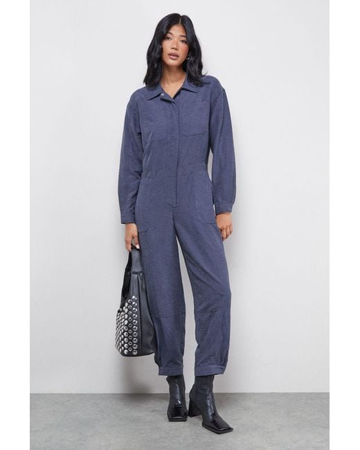 Oasis Petite Peach Satin Utility Boilersuit Jumpsuit in Blue Lyst UK