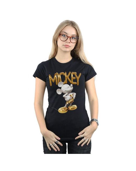 Disney Black Ladies Mickey Mouse Statue Cotton T-Shirt ()