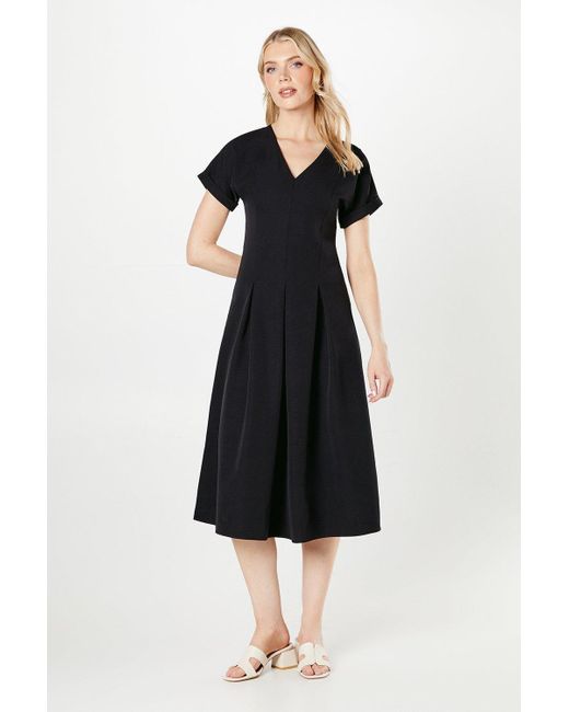 PRINCIPLES Black Pleat Detail Midi Dress