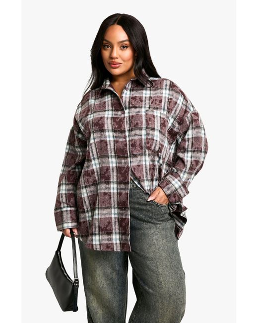 Boohoo Red Plus Embellished Checked Shirt