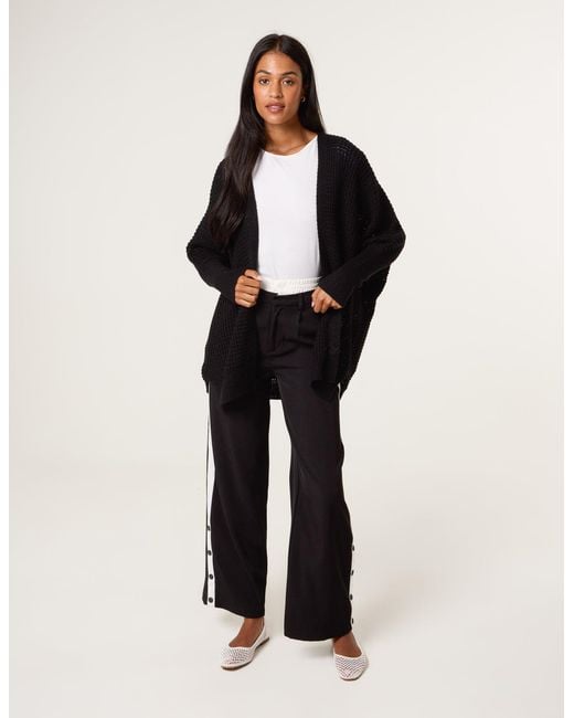 Blue Vanilla Black Textured Cardigan