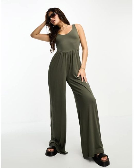 ASOS Green Drop Waist Soft Touch Jumpsuit