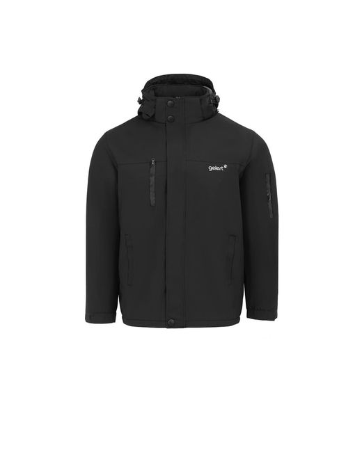 Gelert Black Hooded Solid Patterned Parka Jacket for men