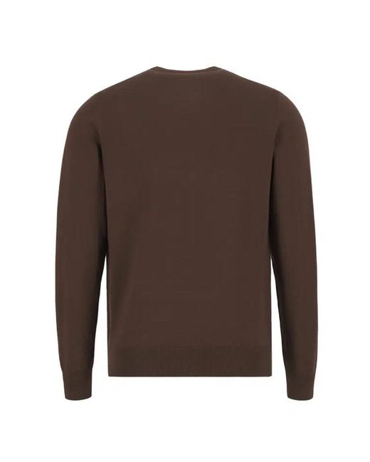 Fred Perry Brown Burnt Tobacco Classic Crewneck Jumper for men