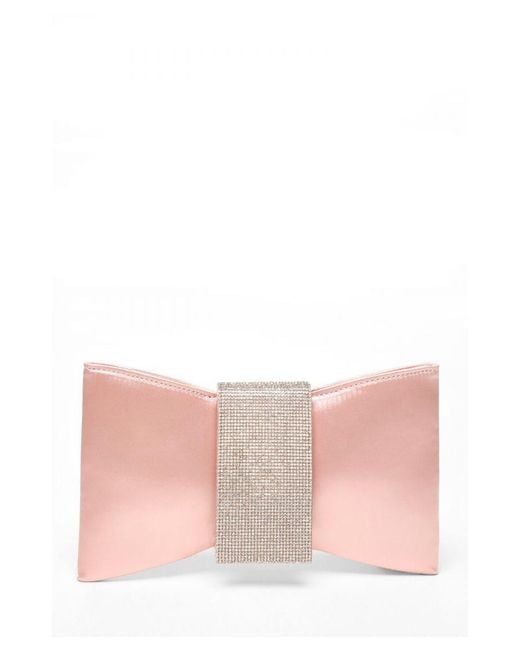 Quiz Pink Diamante Jewel Bow Bag