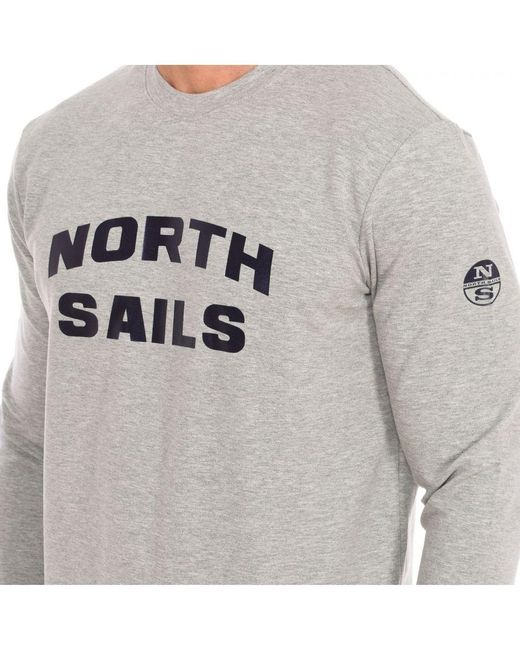 North Sails Gray Long-Sleeved Crew-Neck Sweatshirt 9024170 for men
